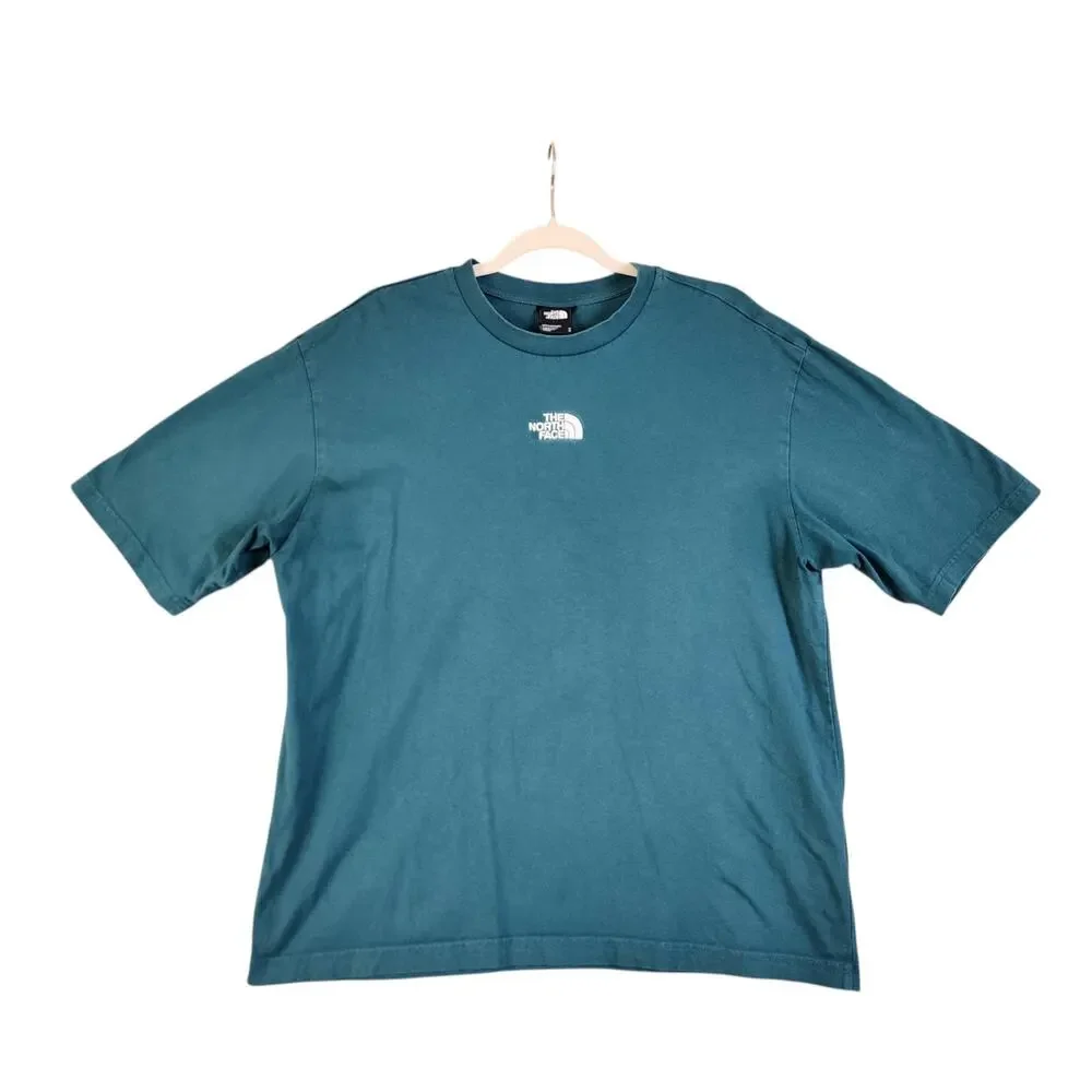 The North Face Mens Oversized T Shirt Size Medium Turquoise Embroidered‎ Logo